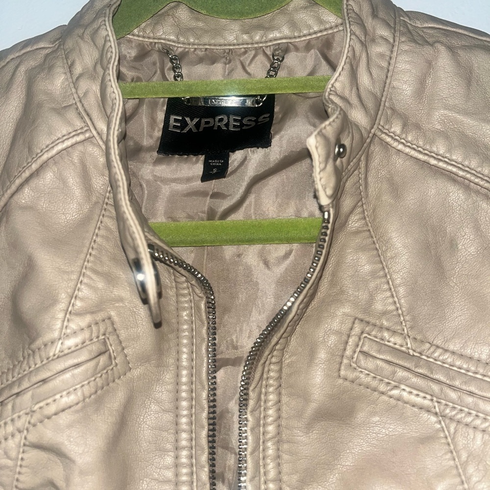 Express Women's Tan Pleather Jacket - Picture 3 of 5